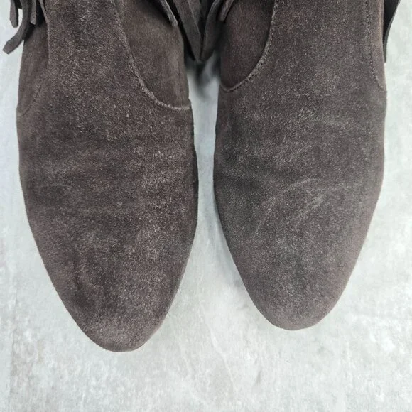 Sam Edelman Fringe Western Ankle Booties 9.5 Brown Suede Boho Pointed Toe Boots - Picture 3 of 11